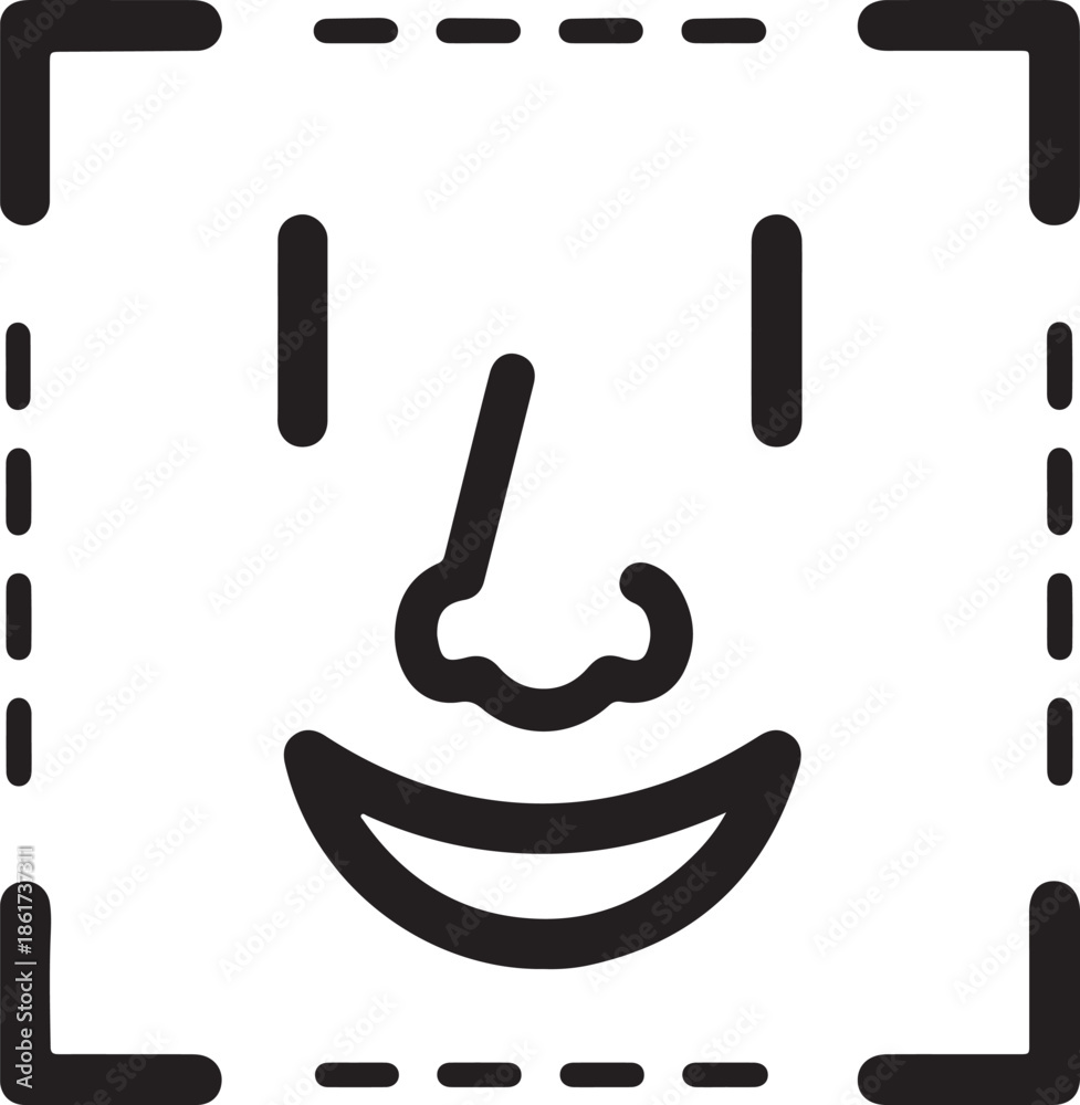 Fototapeta premium Facial recognition technology icon face scan symbol authentication digital identity concept