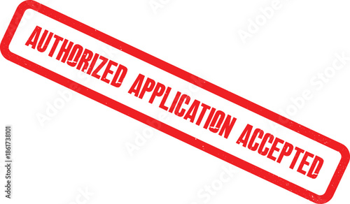 A close-up view of an authorized application acceptance stamp on a document