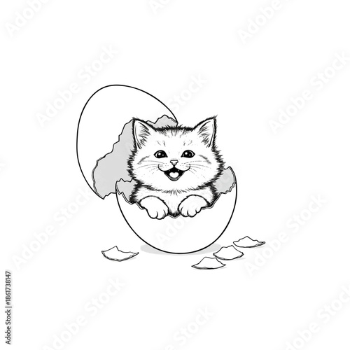 Cute Kitten Hatching from Egg