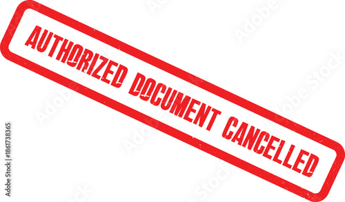 A red stamp marks an official document as cancelled on a white background