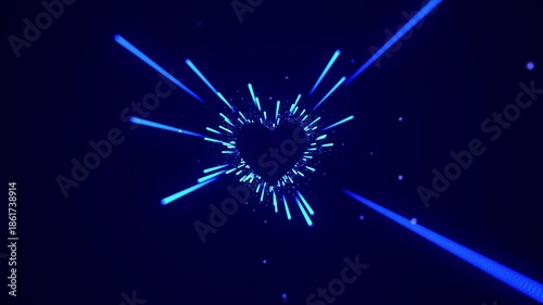 Heartbeat Animation on blue background with heart shape