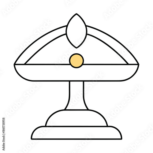 Minimalist line art icon representing an ancient artifact or ceremonial offering bowl