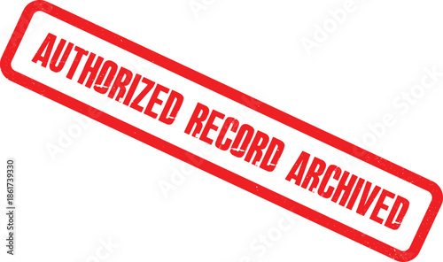 A close-up view of a red authorized record archived stamp on a white background