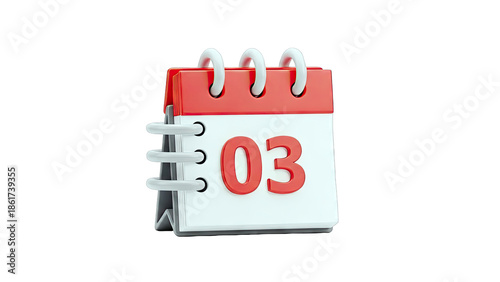 3D Calendar Page with Number 03