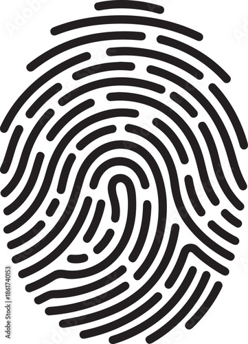 Biometric fingerprint scanner icon for identification and security protection technology symbol