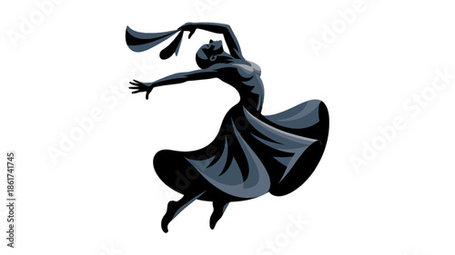 Elegant silhouette of a dancer gracefully performing in motion.