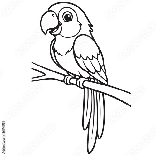 parrot on a branch line art