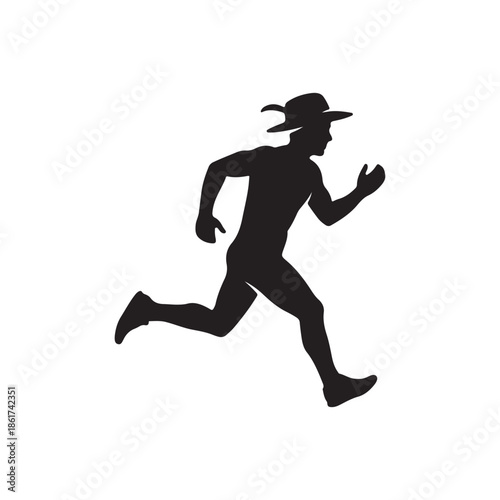 running man wearing hat icon