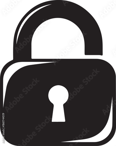 Black padlock icon silhouette security lock symbol isolated on white background