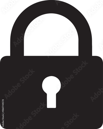 Black padlock icon silhouette security lock symbol isolated on white background