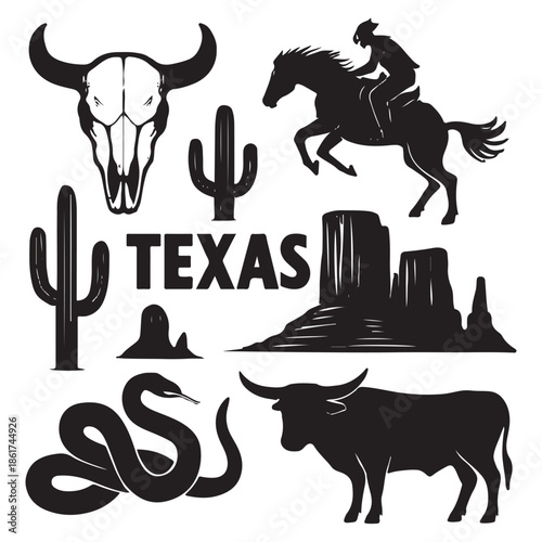 Western Desert Linocut Print Set – Boho Cactus, Canyon Wildlife & Rodeo Icons