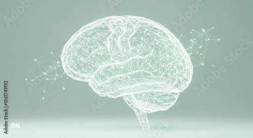 Digital human brain illustration with glowing neural network connections representing artificial intelligence and science
