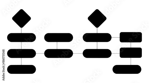 Decision flowchart diagram with structured process steps and logical branching points