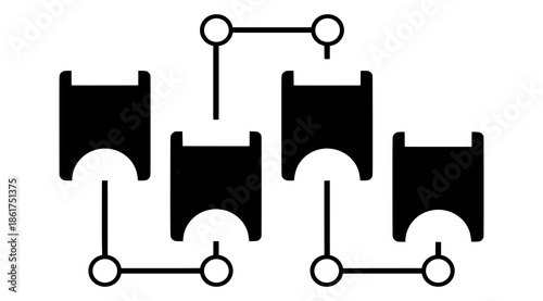 Interlocking puzzle workflow diagram representing connected business processes and system integration