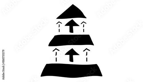 Growth hierarchy pyramid diagram representing progress, development stages, and advancement