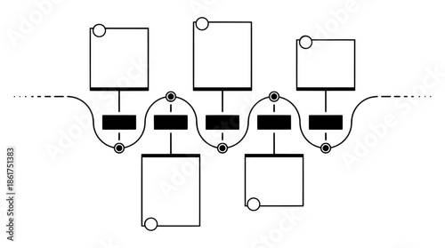 Business Work & process flow diagram with connected workflow steps and system architecture layout