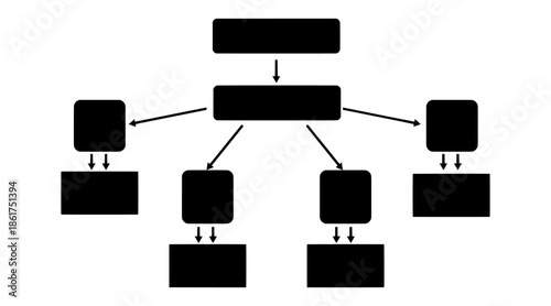 Organizational workflow diagram with multi level structure and process distribution layout