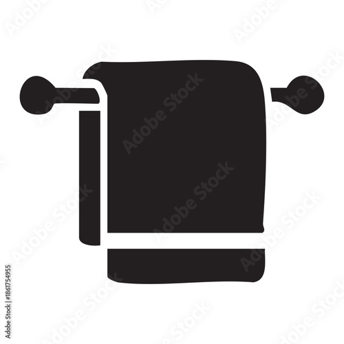 Black Silhouette of a Folded Towel on a Rack icon symbol