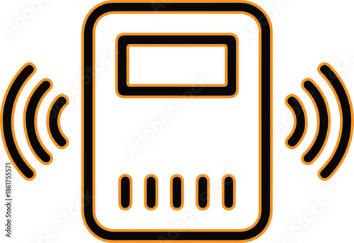 Card reader icon with wireless signal lines