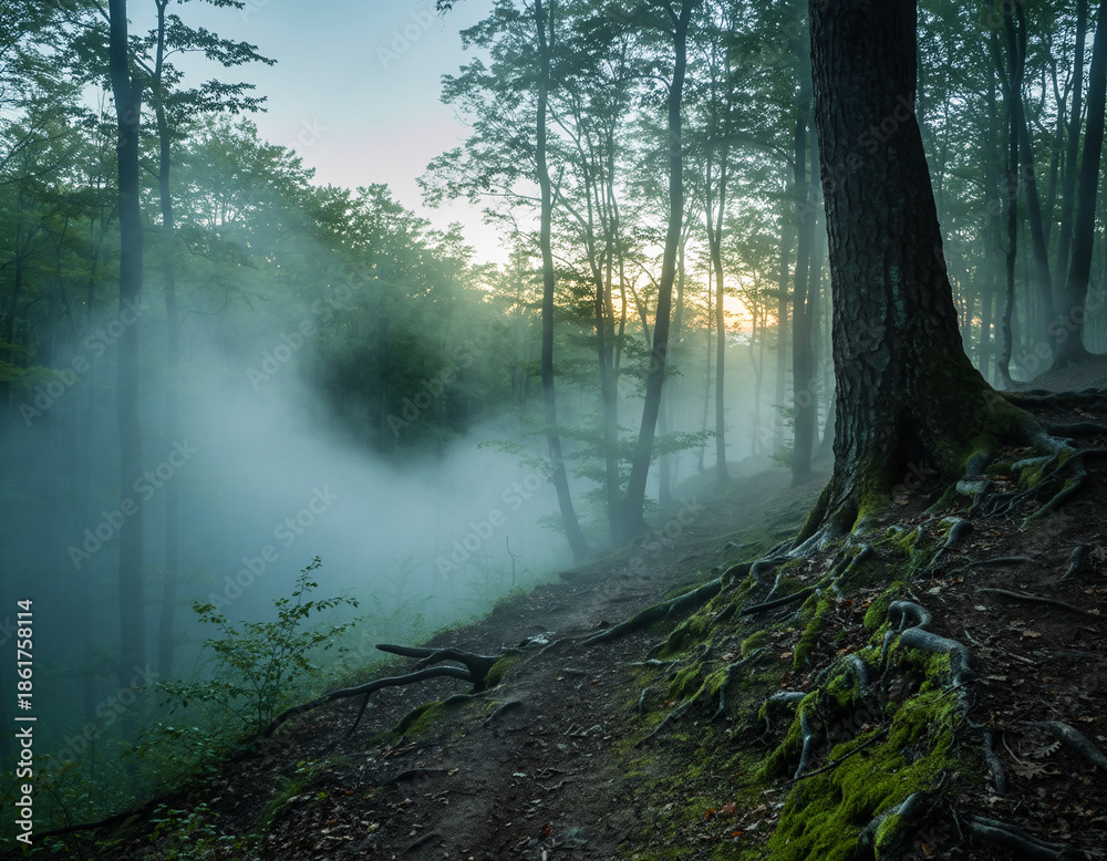 Obraz premium Misty Forest Path