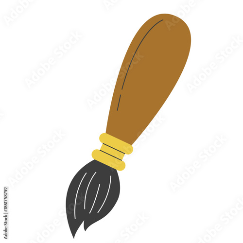 Flat illustration of makeup brush, suitable for beauty, cosmetic, and skincare related designs.