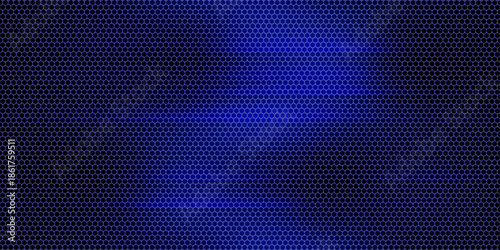 Blue hexagon carbon fiber texture. Dark carbon fiber texture.Metal mesh black steel background.