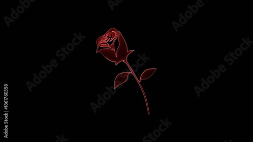 Futuristic Rose Illustration in Neon Style.