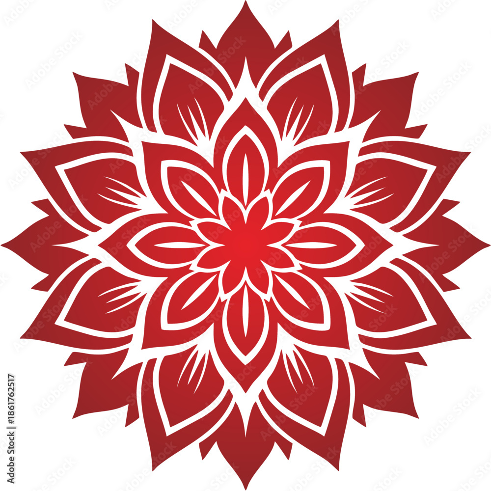 Fototapeta premium Floral ornamental mandala red...