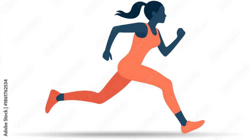 Obraz premium Athletic woman silhouette running for fitness and health enthusiasts