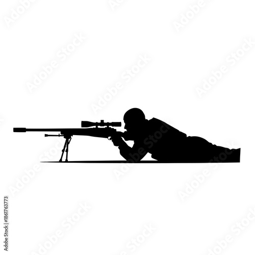 Sniper Silhouette Aiming Rifle