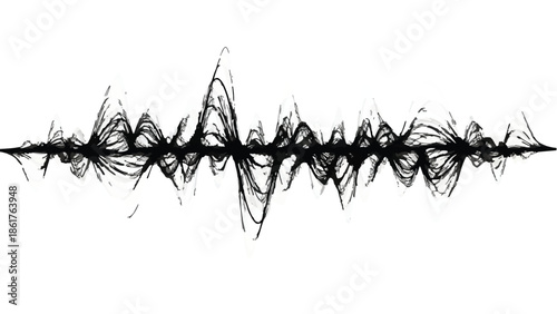 Abstract sound wave illustration with energetic, chaotic lines on a white background