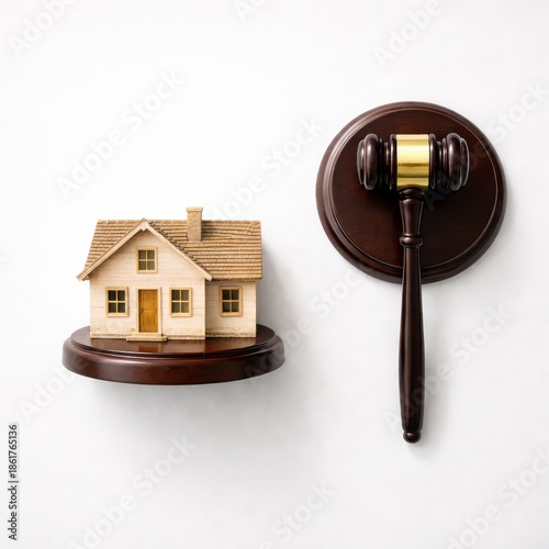 Judge Gavel and House Model Representing Property Law