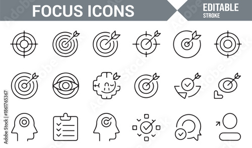 Productivity and task focus icons in line style