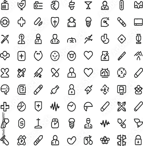 Collection of medical icons created with adobe illustrator software