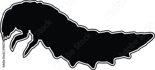 Silhouette dark creepy monster grub creature insect larva Vector Illustration