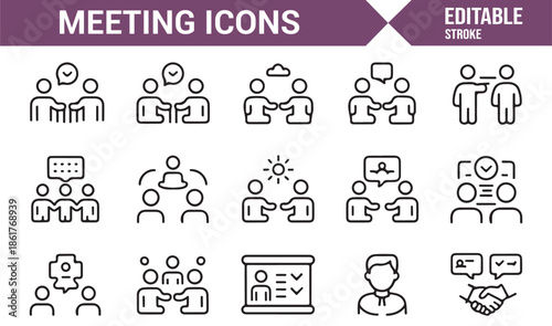 Teamwork and business communication meeting icons