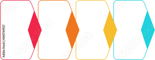 Four step infographic template with colorful diamond shapes modern design for business process or timeline presentation isolated on white Background