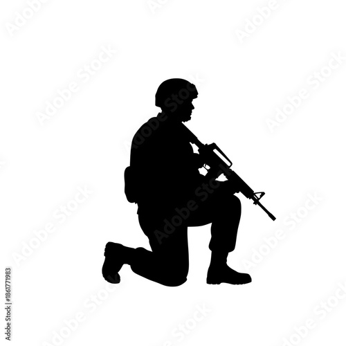 Kneeling Soldier Silhouette with Rifle