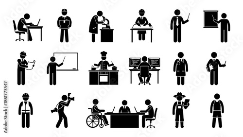 Various People Working in Different Professions.