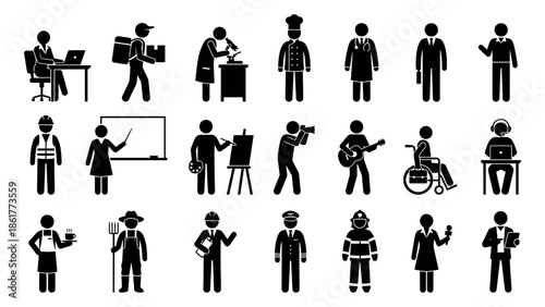 Various People Icons in Different Professions.