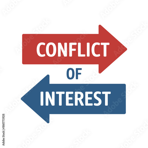 A visual representation of conflict of interest with opposing arrows