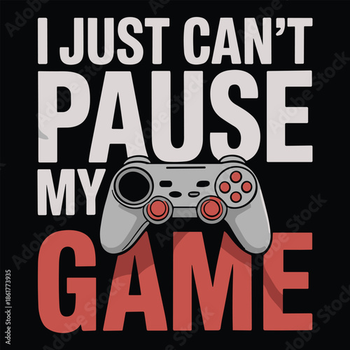 Game Controller with Pause Game Text on Black Background