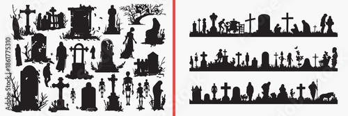 human activity silhouette vector, daily life black silhouettes, people lifestyle illustration set, social activity silhouette art, family outdoor scene vector, community life clipart silhouettes, rout