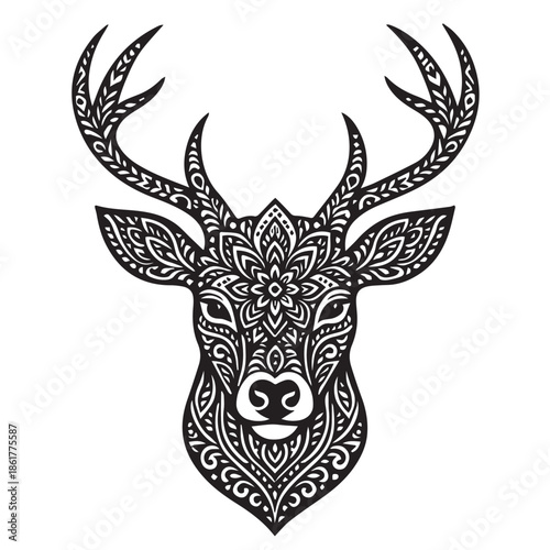 Intricate mandala deer silhouette created for detailed ornamental artwork projects.