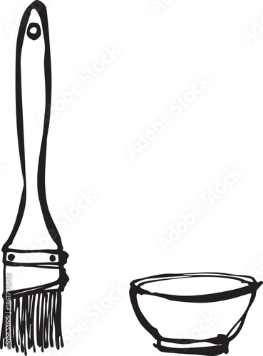 Paintbrush with mixing cup