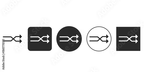 Shuffle icon button UI design element vector graphic | Randomize playback arrow sign for music player interface | Reorder crossing path symbol in various dark modes 