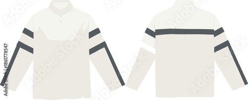 Front and back view long sleeve sweatshirt vector illustration for sports fashion apparel design mockup isolated modern style casual wear