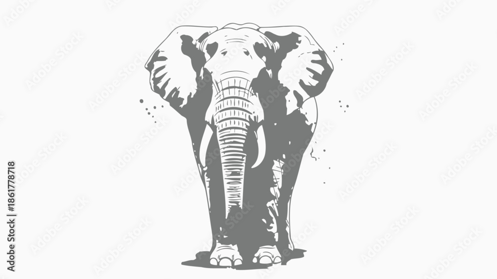 Fototapeta premium Artistic vector illustration of a powerful African elephant