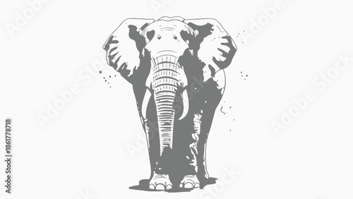 Artistic vector illustration of a powerful African elephant