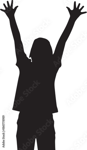 Person raising hands in celebration